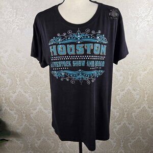 Houston Livestock Show & Rodeo Size XL Black Tshirt Crystal Embellishments NWT
